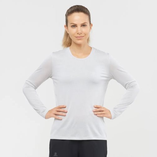 Camiseta Salomon Agile Long Sleeve Feminino Branco | PT M69203